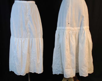 Antique Edwardian  Cotton Petticoats, 1912, Lot of 2