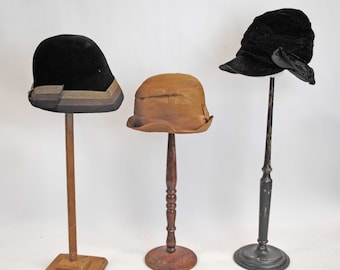Vintage Ladies Cloche Hats, c1920s Thru 1940s, Lot Of 3