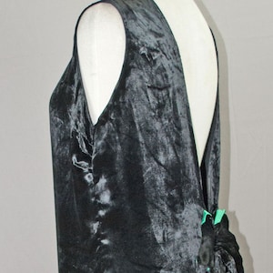 Vintage 1930&#39;s Black Velvet Evening Dress Low Back Bias Cut - Sleeveless Party Cocktail Gown