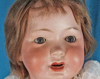 Antique German Bisque Schoenau & Hoffmeister 21" Tall Doll PM 914, Character Child Dolly Face Doll Bisque Head, Composition Body Doll, c1925