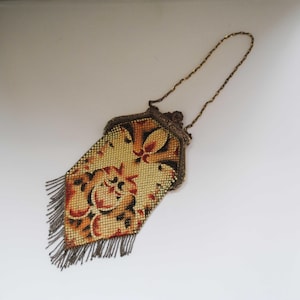 1900年初頭 Mandalian Mfg.Co メタル メッシュ パース MANDALIAN MFG. CO Lined Jeweled Metal Mesh Flapper Purse w