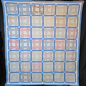 Vintage Patchwork Quilt, Variation Churn Dash, 1930er Jahre Baumwolle 84-1 / 2 &quot;x 76&quot;, Gequiltet