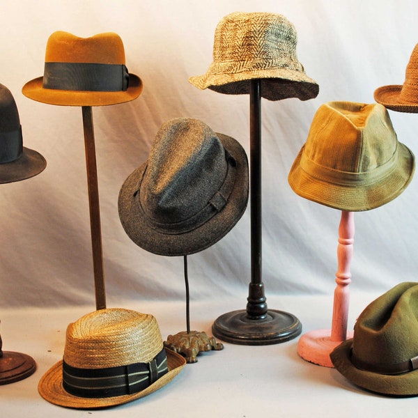 Vintage Mens Fedora Hats, Lot Of 8 Hats, 1950 - 1980