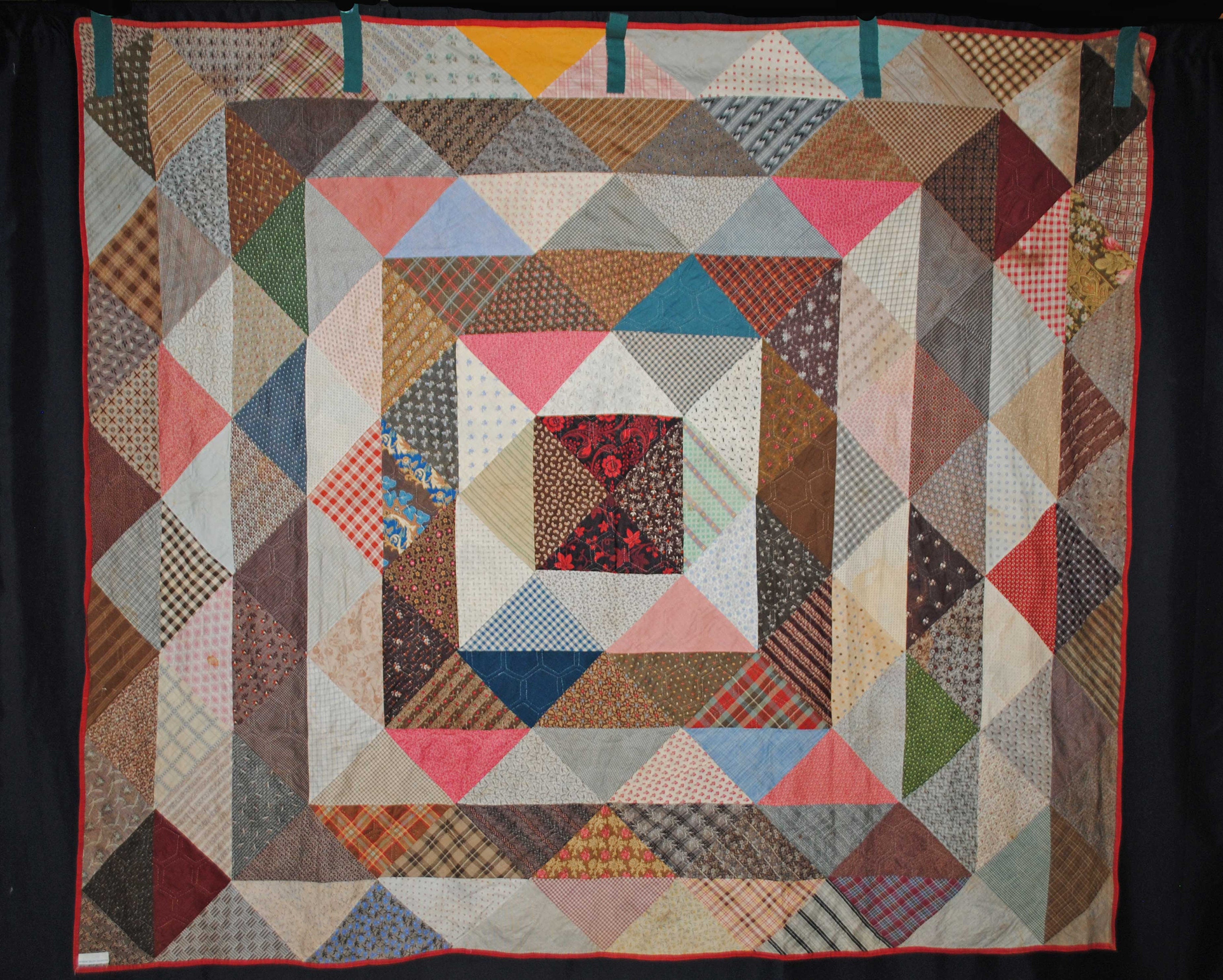 Victorian Patchwork Reversible Quilt, Triangles and Hexagon, C1880