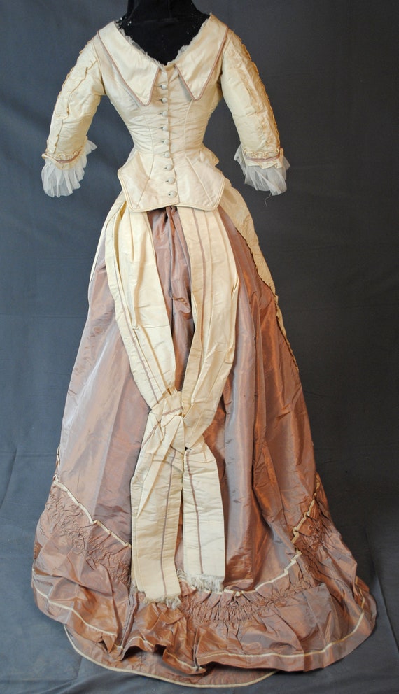 Two Piece Bustled  Gown, Trained 1870s, Reception… - image 5