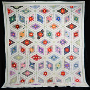 Antique quilt grandmothers flower garden - Etsy 日本