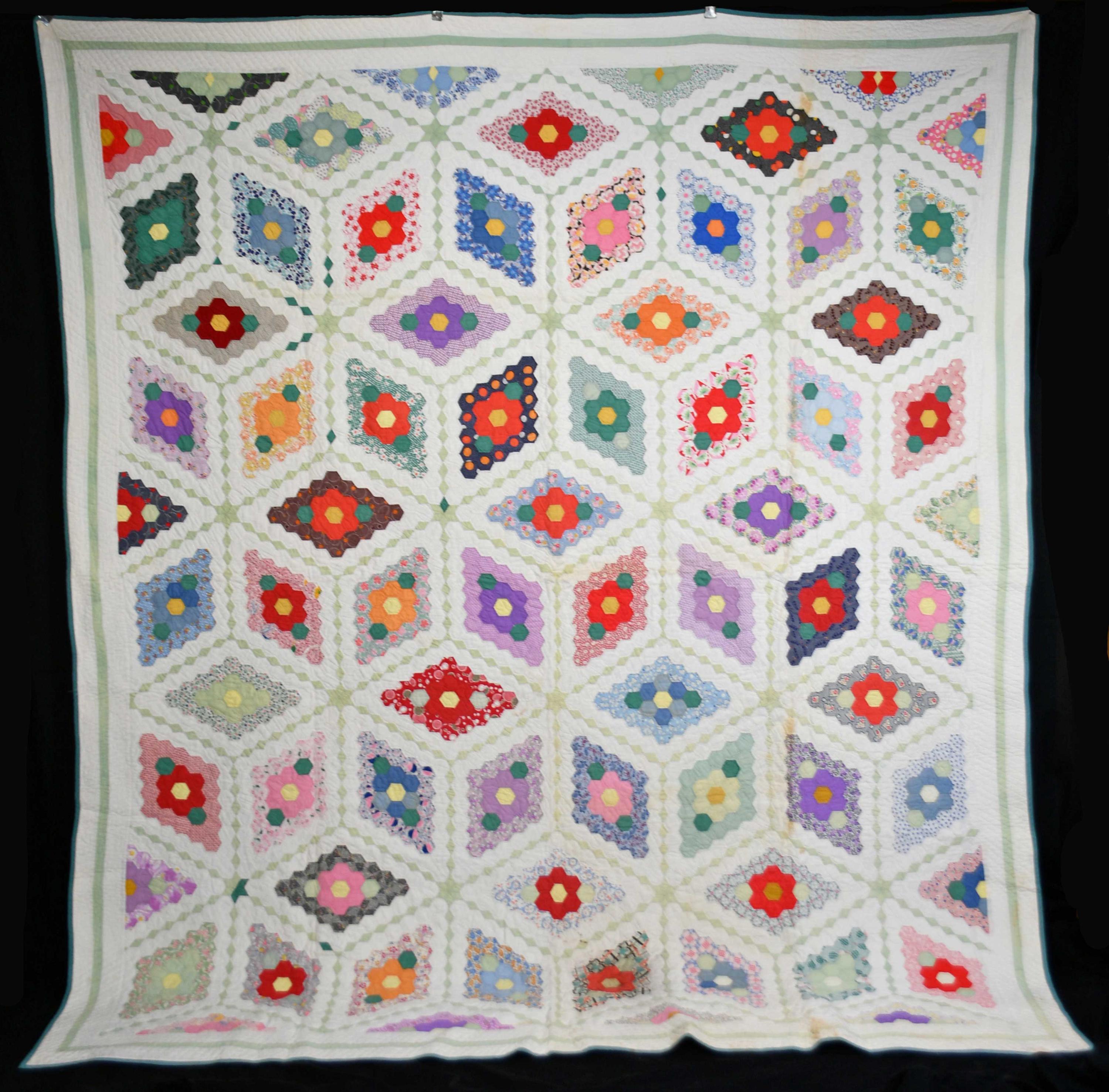 Antique quilt grandmothers flower garden - Etsy 日本