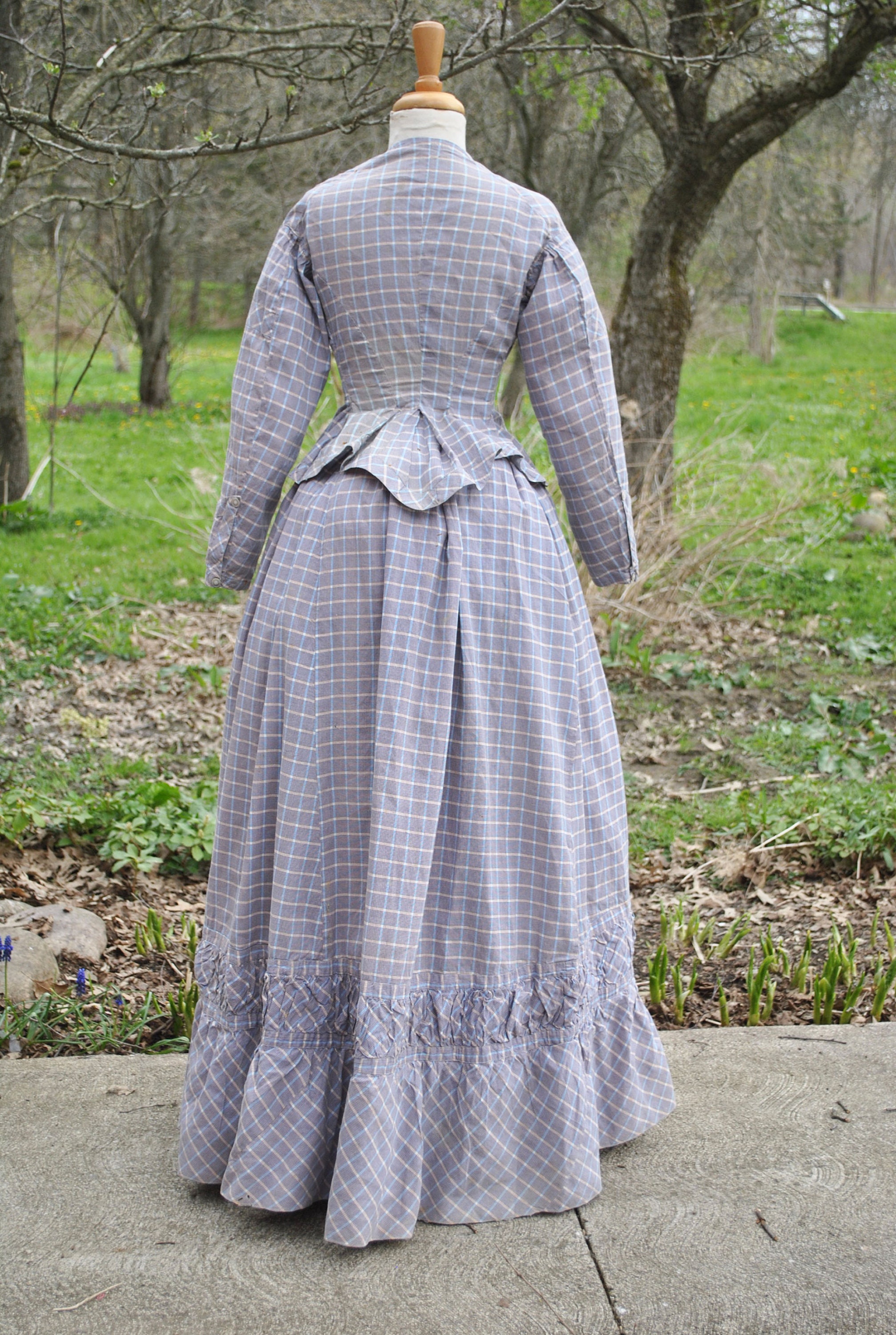 Antique Dress 1880 Plaid Cotton Bustle Dress 2 Piece - Etsy Australia
