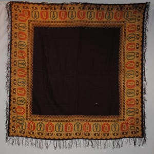 Victorian Printed Paisley Shawl French 1860&#39;s Wool, 62 x 61