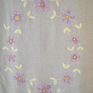 Vintage Hand Embroidered Bedspread, Lightweight Double Summer Spread, 72&quot; x 83&quot;, For Poster Bed