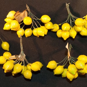 Vintage Millinery Germany Lemons, 84 Fruit ( 6 Bunches), New Old Store Stock Hat Trim