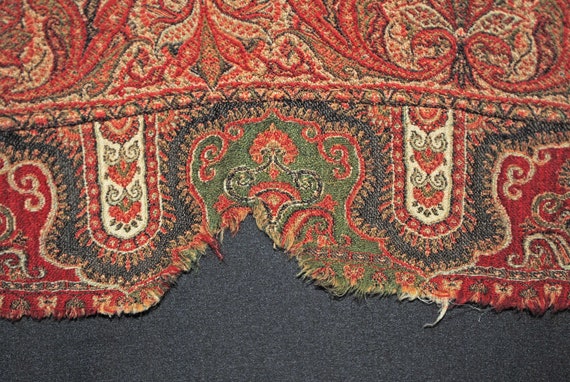 Victorian Jacquard Woven Paisley Shawl, 1860s,  B… - image 9