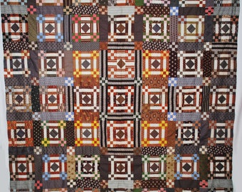 Antique 1870s Nine Patch Quilt Top