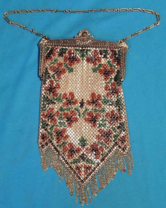 Vintage 1920s Painted Enameled Mandalian Mesh Purs