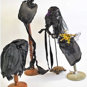 Antique Ladies Bonnet Hats, 1870 – 1890s, Lot Of 4