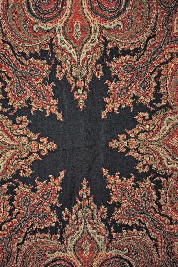Victorian Jacquard Woven Paisley Shawl, 1860s,  B… - image 2