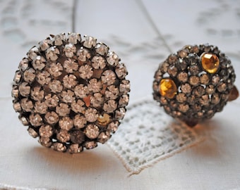 Edwardian Hatpins With Rhinestones Round Read, Lot Of 2