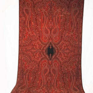 Victorian Jacquard Woven Paisley Shawl, Small Black Center, 1860s, 122&quot; x 60&quot;