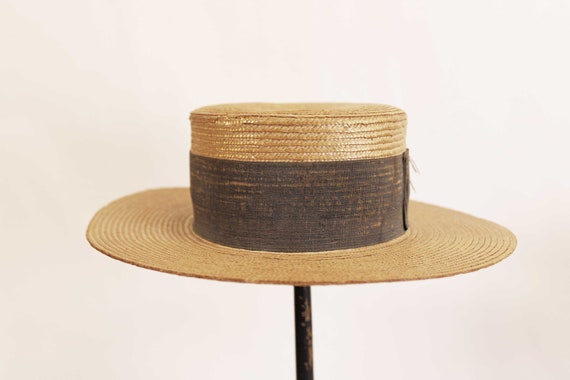 Vintage Woven Boater Straw Hat, Lot Of 3 Hats, c1… - image 2