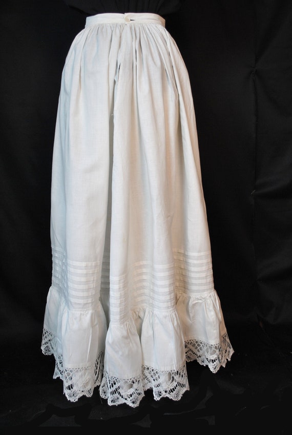 Antique Victorian White Cotton Petticoat - Edwardi
