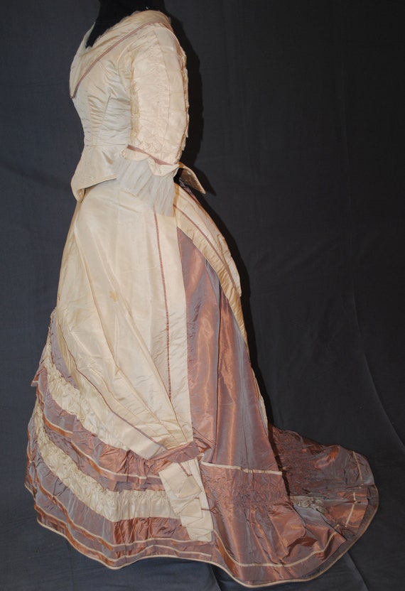 Two Piece Bustled  Gown, Trained 1870s, Reception… - image 10
