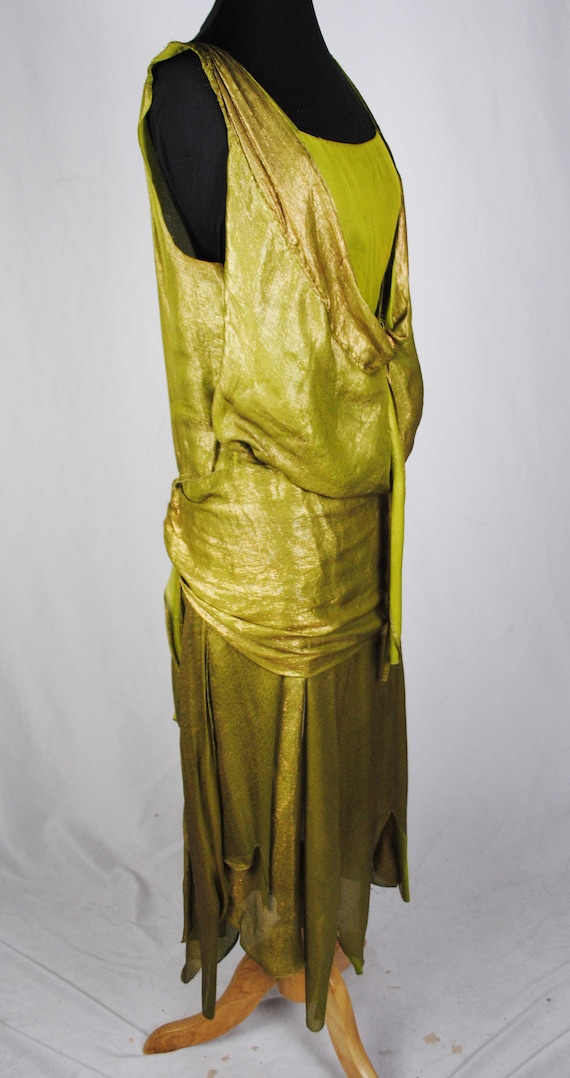 House Of Paquin Couture Paris, French Lame Evening Dress, Label Dated 1925 View 6
