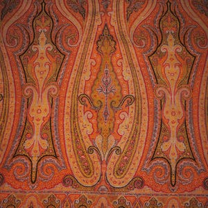 Victorian Jacquard Woven Paisley Shawl, Black Center, 1860s, 135&quot; x 61&quot;