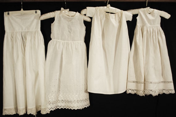 Victorian Childs Girl White Cotton Dresses And Sl… - image 1