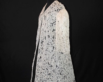 Edwardian Battenburg Tape Lace Evening Coat, 1915