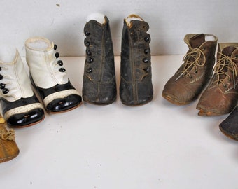 High Button Baby Shoes Late 1800s, Lot Of 4 Pair