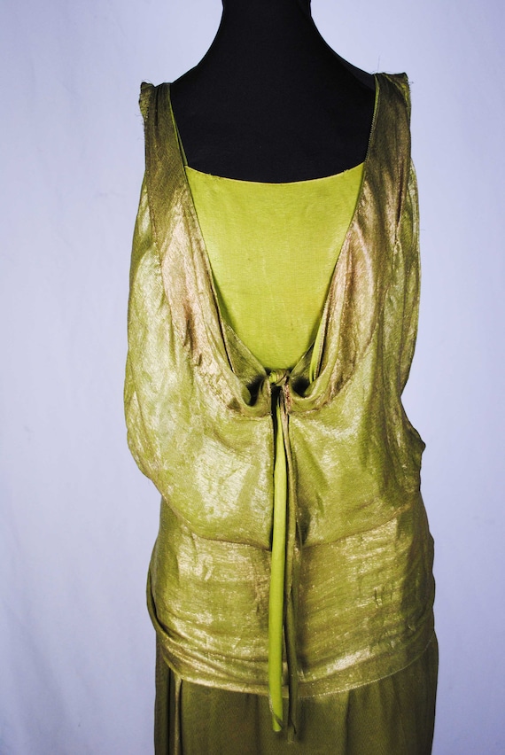 House Of Paquin Couture Paris, French Lame Evening Dress, Label Dated 1925 View 4