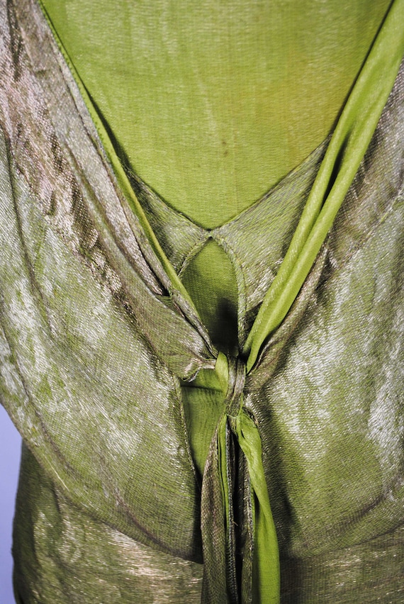 House Of Paquin Couture Paris, French Lame Evening Dress, Label Dated 1925 View 5