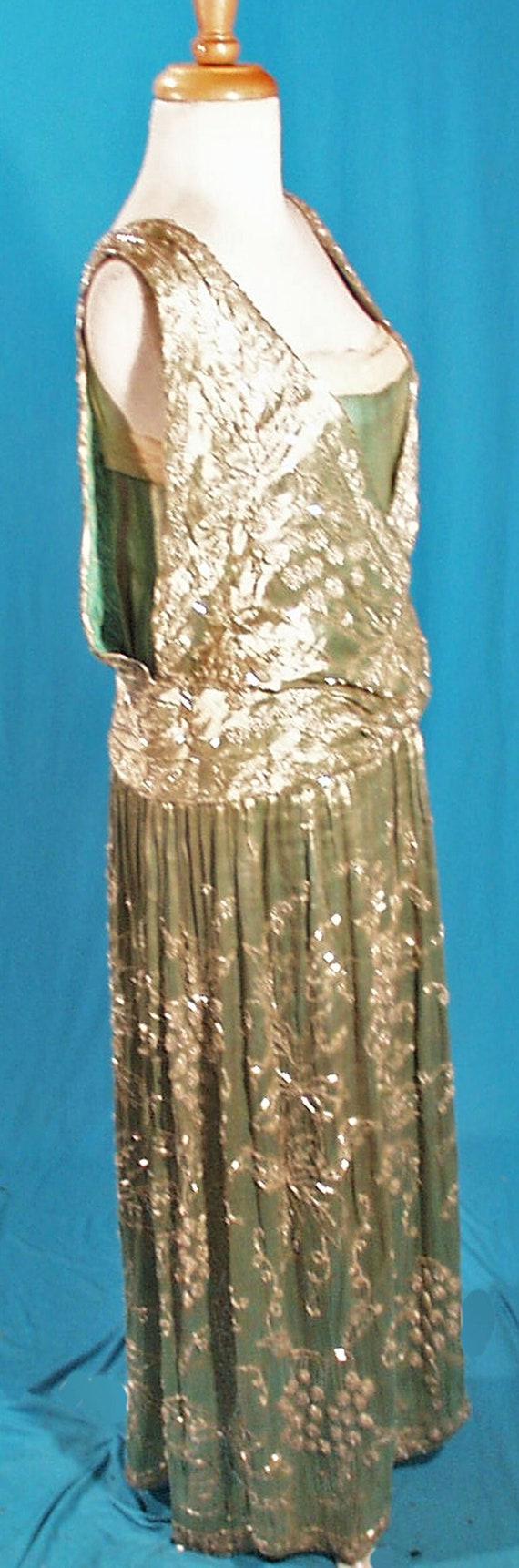 Edwardian Beaded Evening Gown 1912 Formal Green La