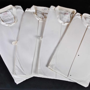 Men&#39;s White Dress Shirt,  Bib Front And Collarless, 1900s, Lot Of 4