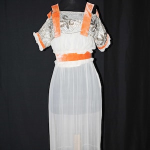 Silk Chiffon Evening Dress With Glass Beading On Net, c1925