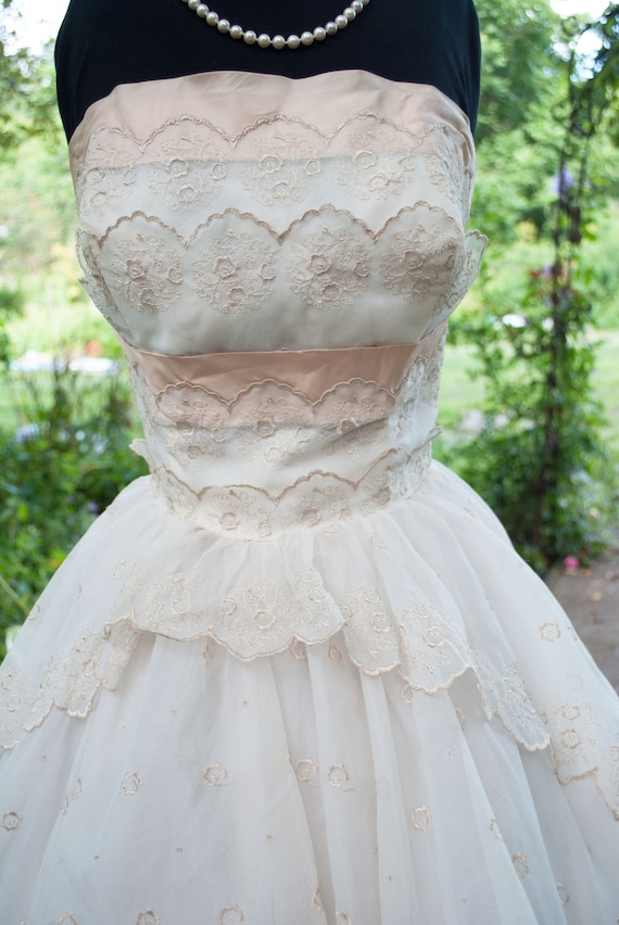 Vintage 1950's Prom Dress - Strapless party gown