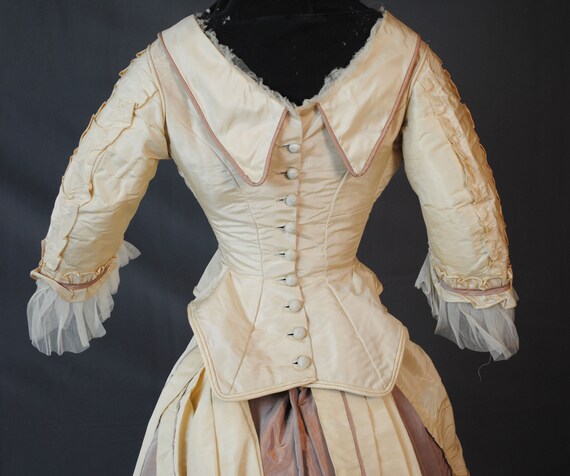 Two Piece Bustled  Gown, Trained 1870s, Reception… - image 8