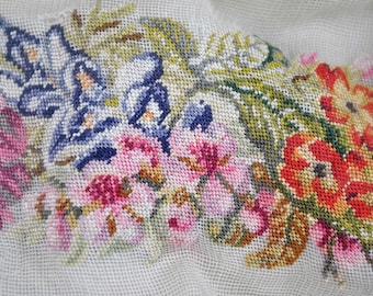 Monedero antiguo de Petit Point, bolso floral con cordón y marco