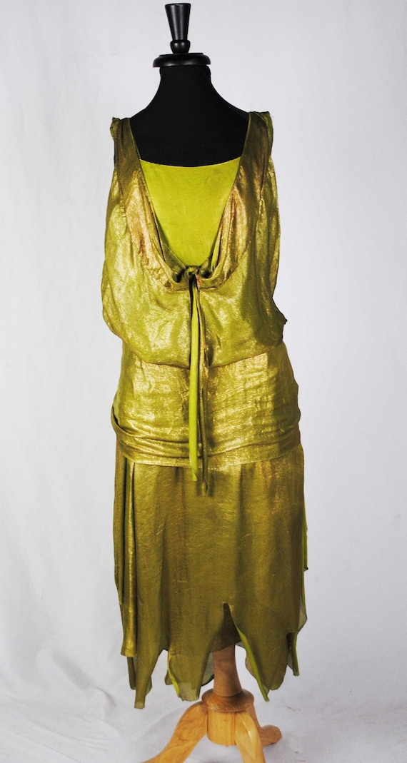 House Of Paquin Couture Paris, French Lame Evening Dress, Label Dated 1925