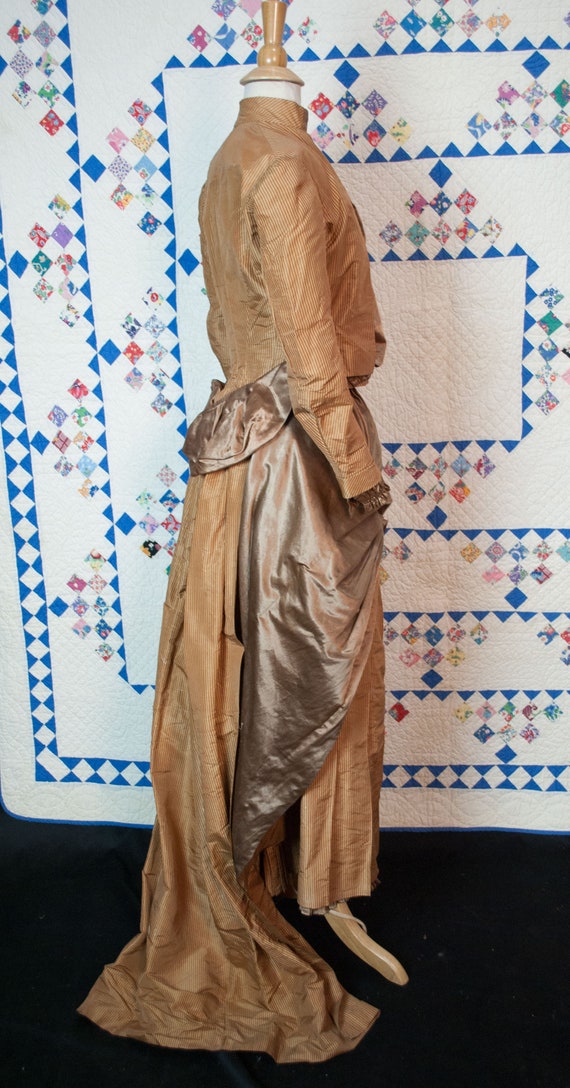 Antique Victorian 1870 Walking Suit, 3 Piece Silk… - image 4