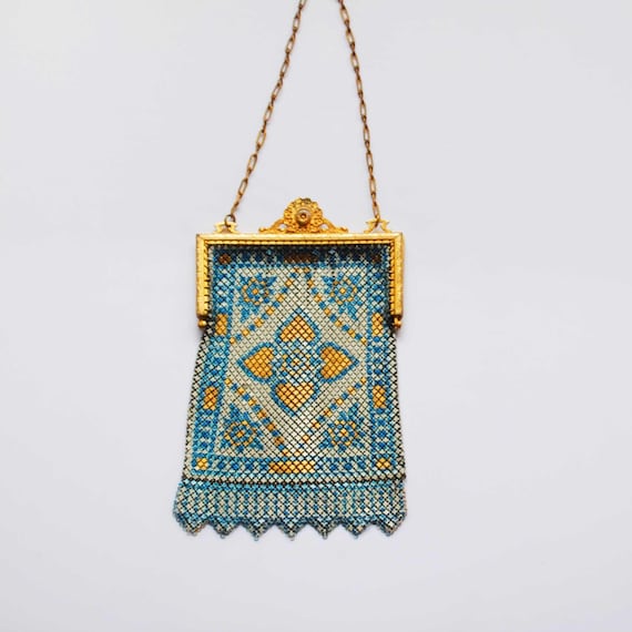 Antique Enameled Mandalian Mfg Co, Art Deco Purse, 1920s