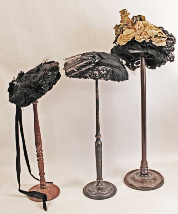 Victorian Ladies Bonnet Hats, Lot Of 3, 1880 Thru 