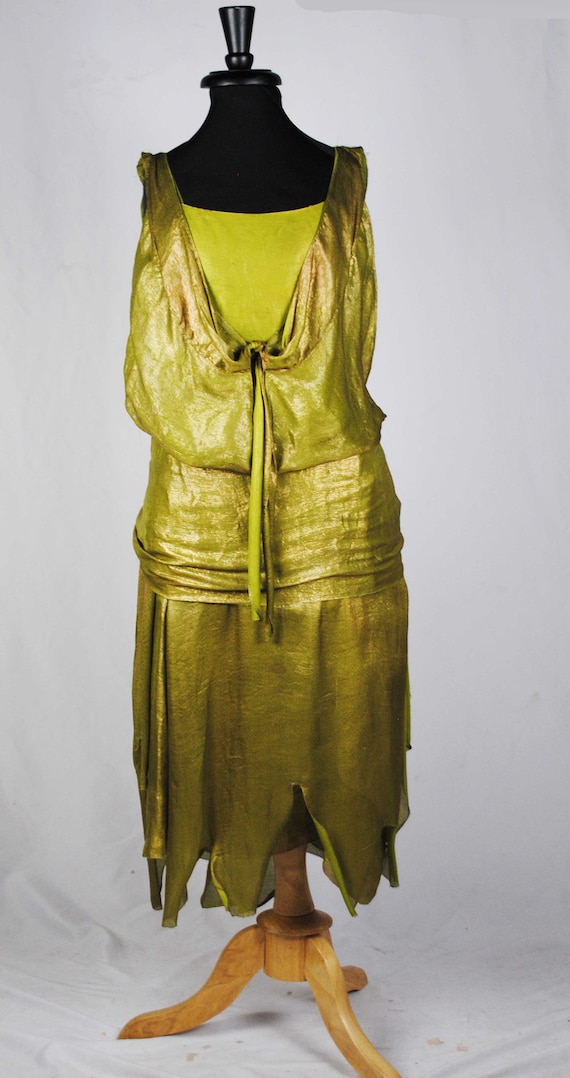 House Of Paquin Couture Paris, French Lame Evening Dress, Label Dated 1925 View 3