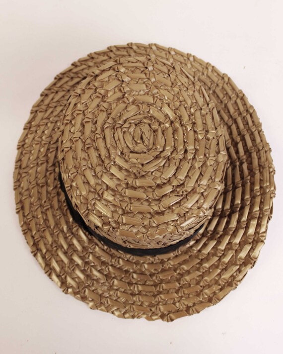 Vintage Woven Boater Straw Hat, Lot Of 3 Hats, c1… - image 9