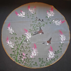 Vintage Hand Painted Round Tablecloth Centerpiece With 12 Matching Coasters