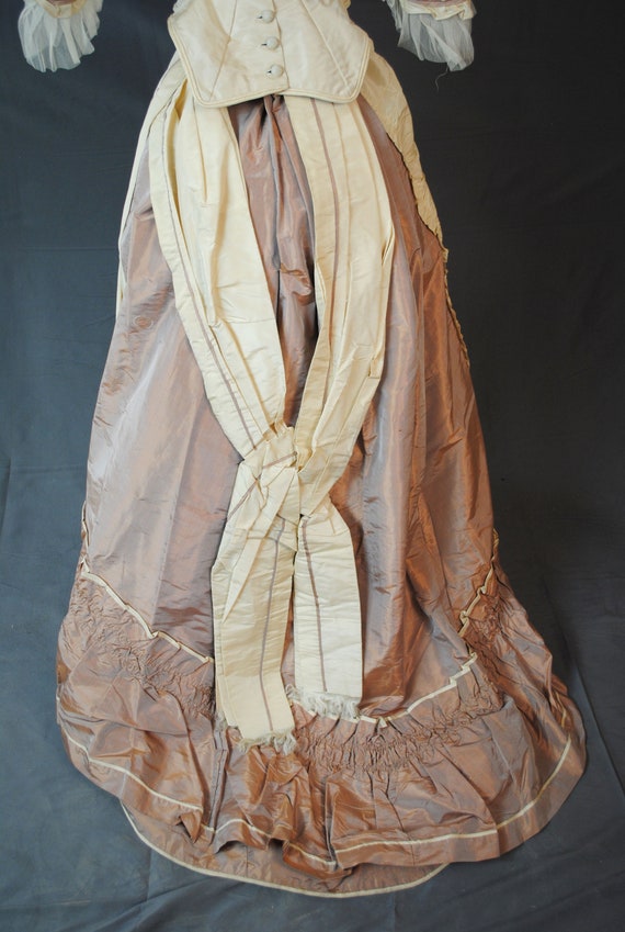 Two Piece Bustled  Gown, Trained 1870s, Reception… - image 6