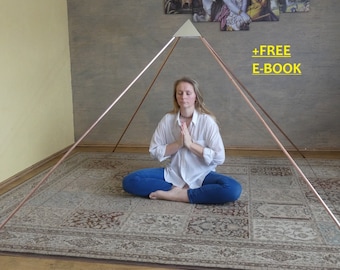 Die 2m / 6,5ft Basis Kupfer Pyramide + gratis Buch über Pyramide - Kupfer Pyramide Für Meditation, Big Pyramide, zusammenklappbar mit Goldenen Kappe