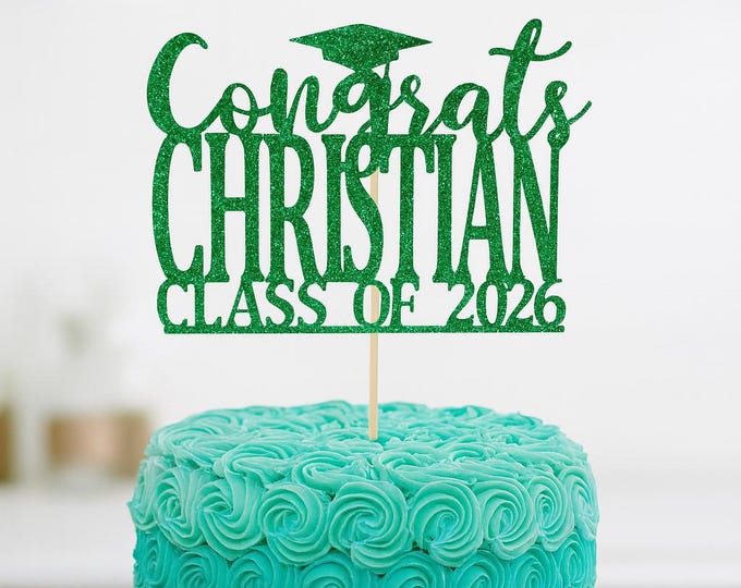 Featured listing image: Graduation party decorations 2026, Graduation Cake Topper, Personalized Graduation cake topper, Graduation Party decor 2026, Congrats Grad