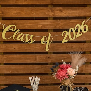 Glitter Graduation Banner, Class of 2026, DIY Cursive Banner