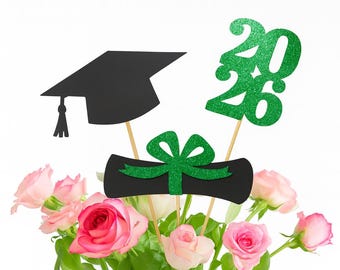 Graduation centerpieces, Class of 2026, Graduation Centerpiece Sticks, Grad, Cap, Diploma, 2026 decoration, Graduation Decoration, prom 2026